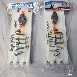 Lineas Pesca Carpa Coreana Feeder Resorte Duro 4 Anzuelos Y Tabla