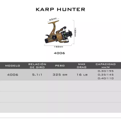 Reel Frontal Caster Karp Hunter 4006 Doble Freno Baitfeeder