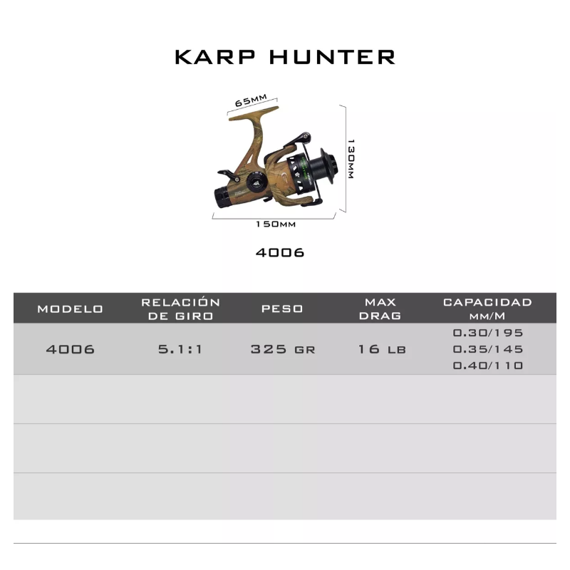 Reel Frontal Caster Karp Hunter 4006 Doble Freno Baitfeeder