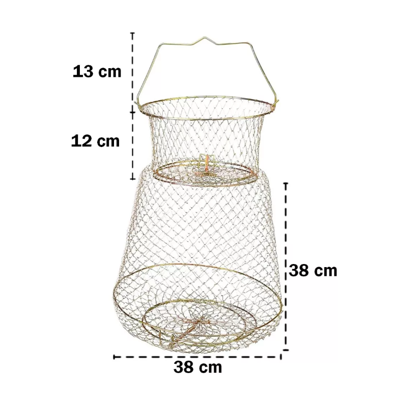 Vivero para pescados, Jaula Plegable Flotador Red Metalica  38 cm