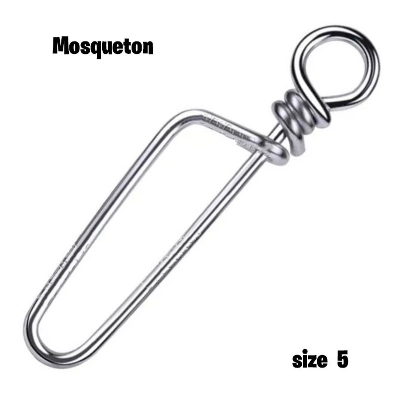 Mosqueton Pesca Nº5 X 10 Unidades Acero Inoxid Mide 40 Mm
