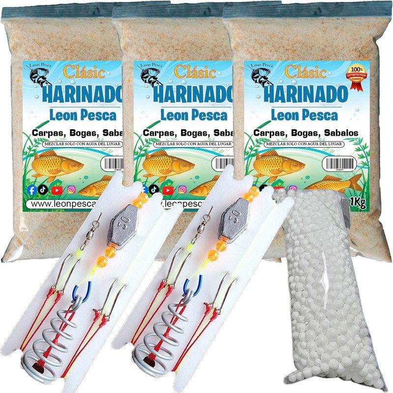 3 Harinados "LP - Clasico" + 2 líneas coreanas M&M resorte chico + 1 Bolcita de telgopor